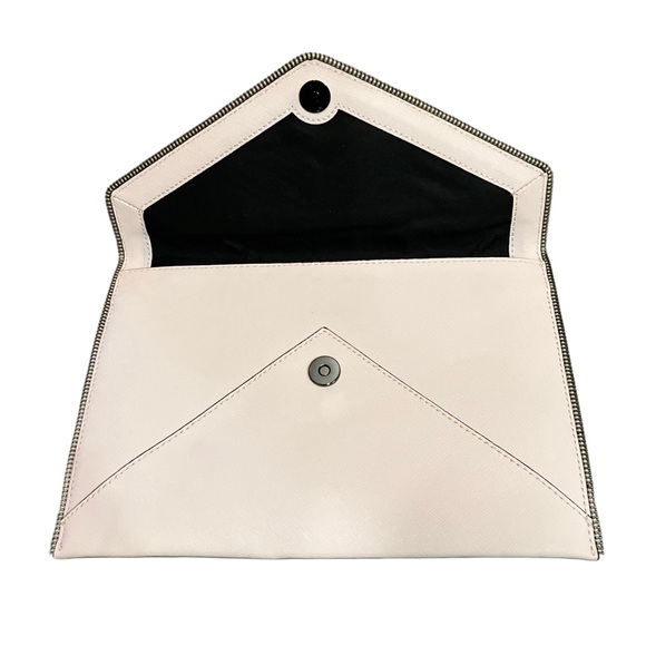 Rebecca Minkoff Pink‎ Leo Saffiano Leather Envelope Clutch Gunmetal Zipper NWT